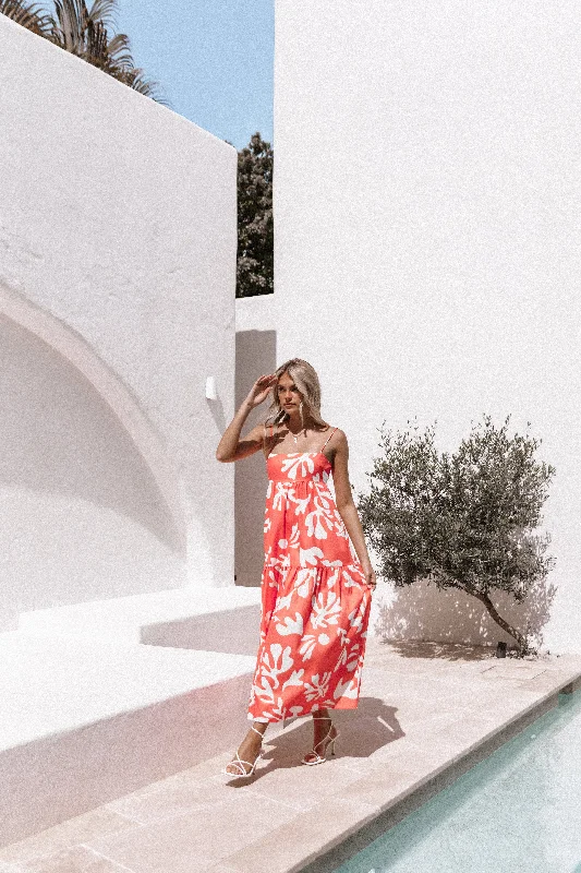 Modern minimalist party dresses for women -Payton Maxi Slip Dress - Melon White