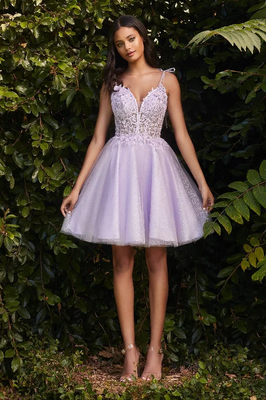 Graduation dresses for plus-size women with flattering fits -Short Applique Tulle Dress by Cinderella Divine CD0188 - Outlet Graduation dresses for plus-size women with flattering fits -Short Applique Tulle Dress by Cinderella Divine CD0188 - Outlet