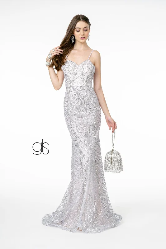 cocktail dresses with high-low skirts for trendy looks --Long Glitter Mesh Mermaid Dress by Elizabeth K GL2936