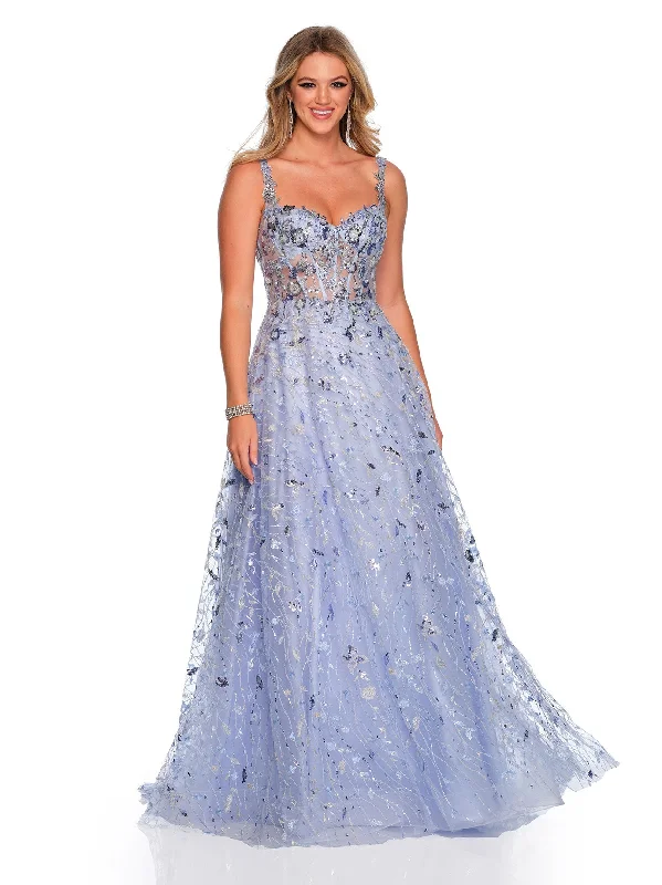 cocktail dresses with pleated skirts for elegant flow --Long Evening Dress by Dave and Johnny 11502