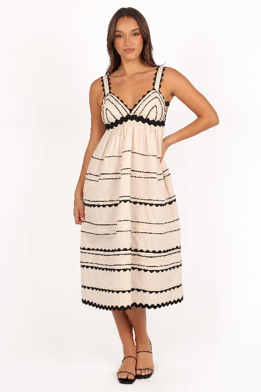 High-end cocktail party dresses for VIP events -Jeanie Midi Dress - Natural