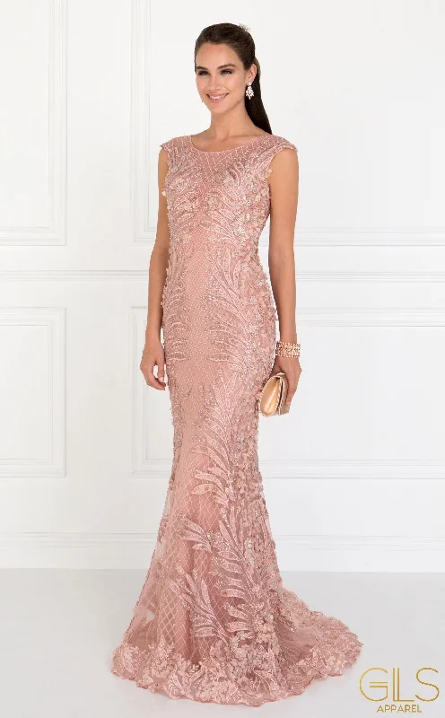 Easy-to-style wedding guest dresses for effortless chic looks -Floral Embroidered Mermaid Gown by Elizabeth K GL1534