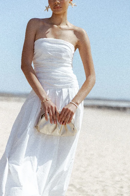 Graduation dresses for casual ceremonies with a relaxed style -Nell Strapless Maxi Dress - White