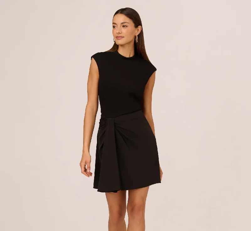 Spring dresses for a wedding guest with elegant options -Cap Sleeve A Line Dress With Twisted Waist In Black