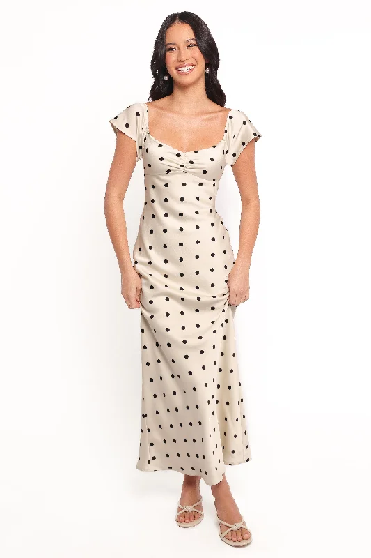 Spring dresses for outdoor weddings with breathable fabrics -Elke Maxi Dress - Black Dot Spring dresses for outdoor weddings with breathable fabrics -Elke Maxi Dress - Black Dot