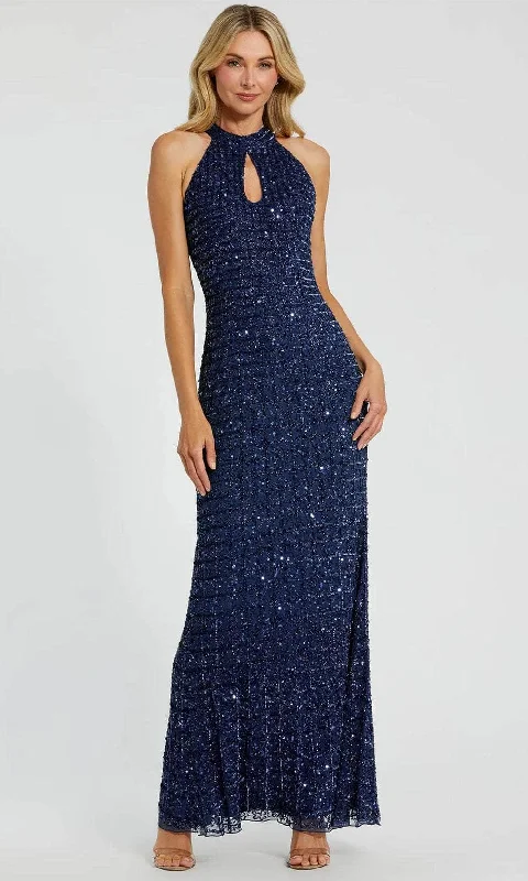 Mac Duggal 23018 - High Halter Sequin Lattice Evening Dress