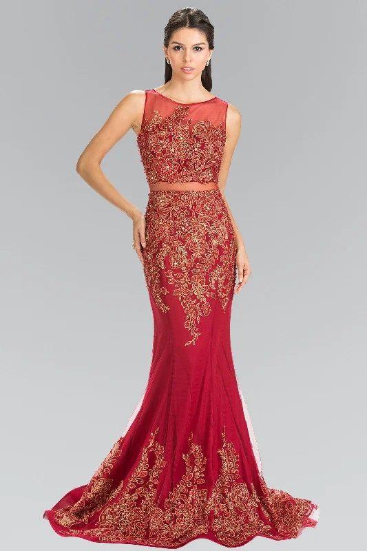 formal dresses for prom with sweetheart necklines --Mock Two-Piece Embroidered Mermaid Dress by Elizabeth K GL2338