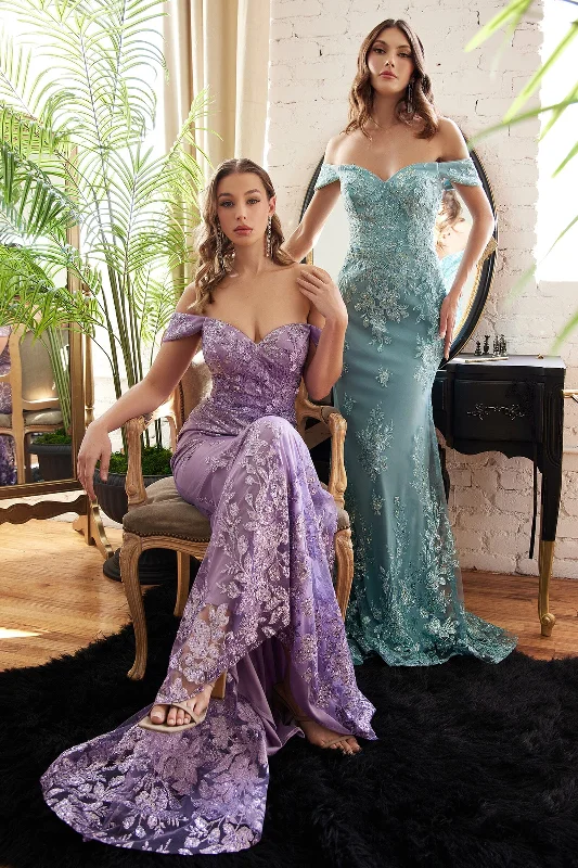 cocktail dresses with asymmetrical hemlines for unique style --Embellished Off Shoulder Mermaid Dress by Ladivine OC014