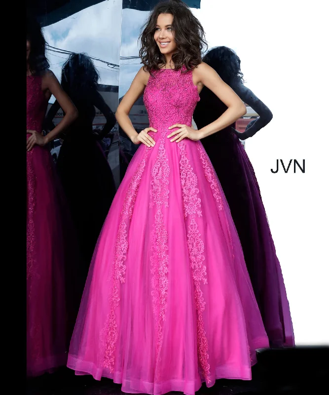 cocktail dresses with halter necks for formal dinners --Tulle Sleeveless A-line Gown by Jovani 59046