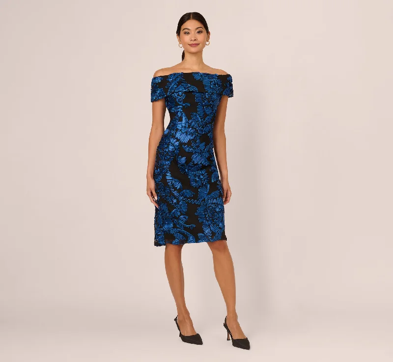 How to choose wedding guest dresses for a religious ceremony -Off Shoulder Soutache Dress In Navy Black
