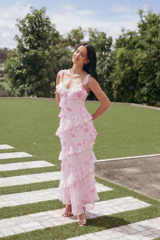 Stunning wedding guest dresses with soft draped fabric for elegance -Virginia Maxi Dress - Lilac Floral