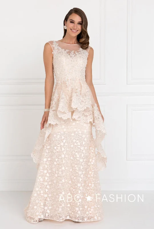 Wedding guest dresses for a modern and bold appearance -Long Sleeveless Lace Dress by Elizabeth K GL1584