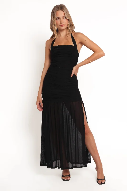 formal dresses with off-shoulder sleeves for summer events --Lea Maxi Dress - Black