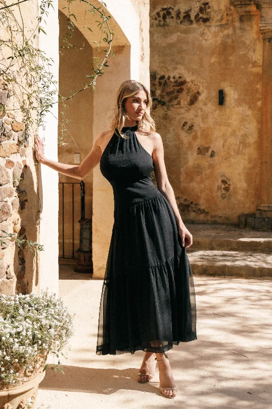 cocktail dresses with off-shoulder necklines for feminine charm --Eden Maxi Dress - Black