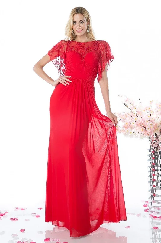 Wedding guest dresses with vintage flair for a throwback vibe -Lace Tulle Sheath Gown by Cinderella Divine CD494