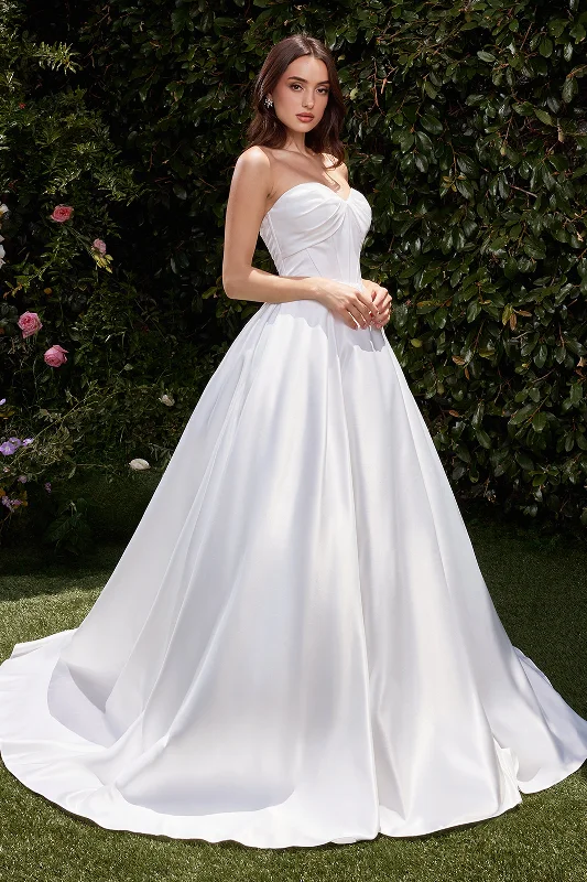cocktail dresses with pleated skirts for elegant flow --Satin Strapless Bridal Ball Gown by Ladivine CDS512W