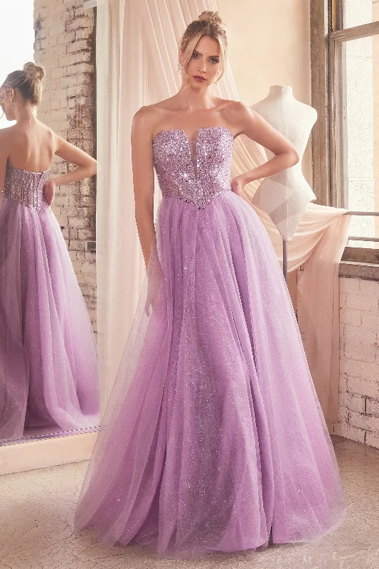 Best wedding guest dresses for destination weddings in tropical locations -Embellished Strapless A-line Tulle Gown by Ladivine CD0217