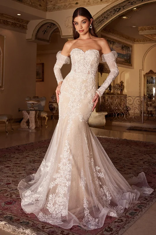 Stunning wedding guest dresses for fall celebrations -Applique Strapless Bridal Mermaid Gown by Ladivine WL008