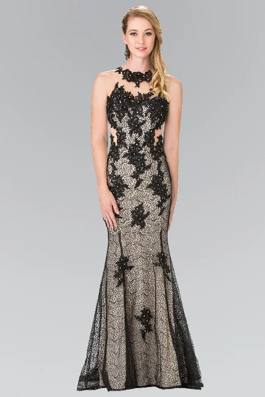 cocktail dresses with layered skirts for dramatic effect --Illusion Mermaid Dress with Lace Embroidery by Elizabeth K GL2220