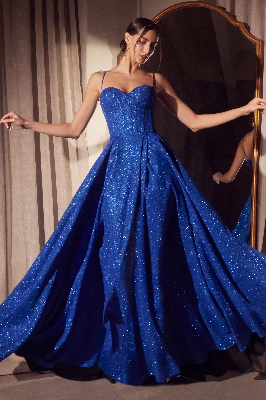 formal dresses for tall women with empire waistlines --Glitter Sleeveless A-line Slit Gown by Amoris T706